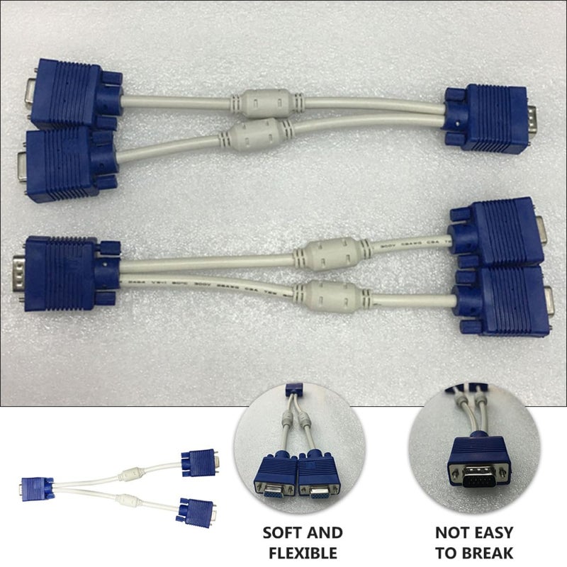 GALPADA VGA Splitter Cable Male to Two Female Adapter Dual Monitor Output 0.3M 2pcs - Image 5